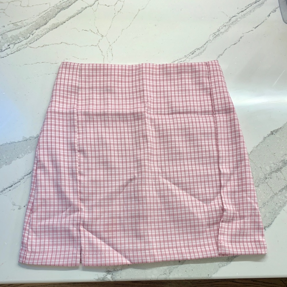 Pink Plaid A-Line Mini Skirt